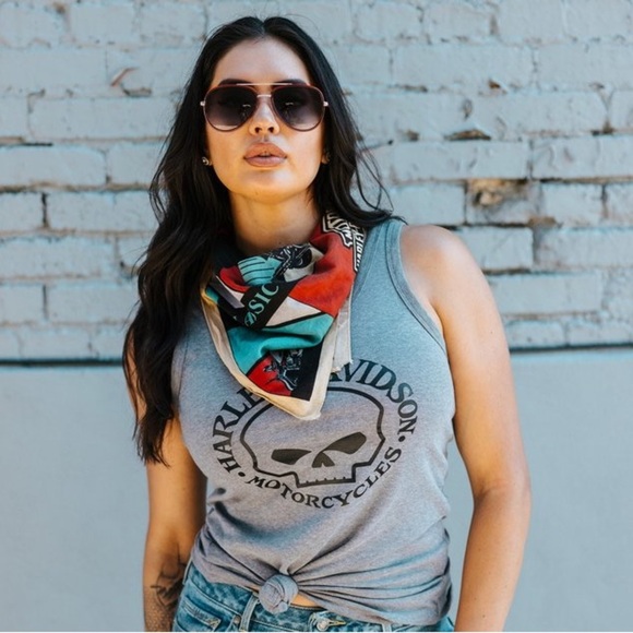 Harley Davidson Motorcycles Women’s Ribbed Ultra Classic Skull Tank Top Gray XL - Picture 1 of 10